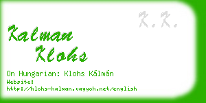 kalman klohs business card